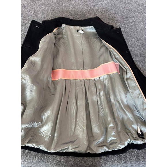 J.Crew Black Wool Blend Button Front A-Line Coat Women's Size 8 - Picture 12 of 12